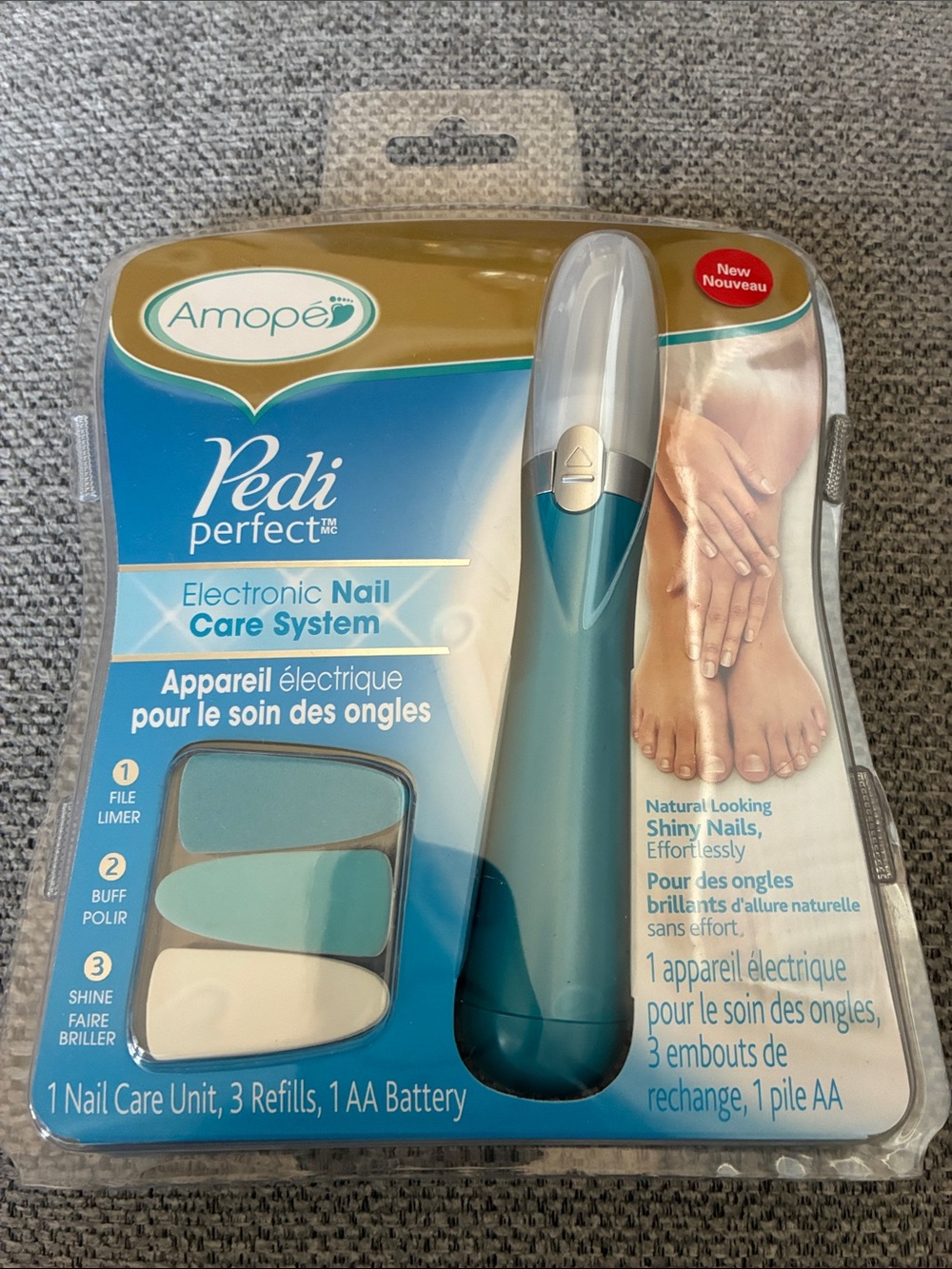 AMO Pedi Perfect Electronic Nail Care System in Teal and White